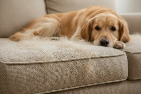 Golden retriever sul divano senza spray